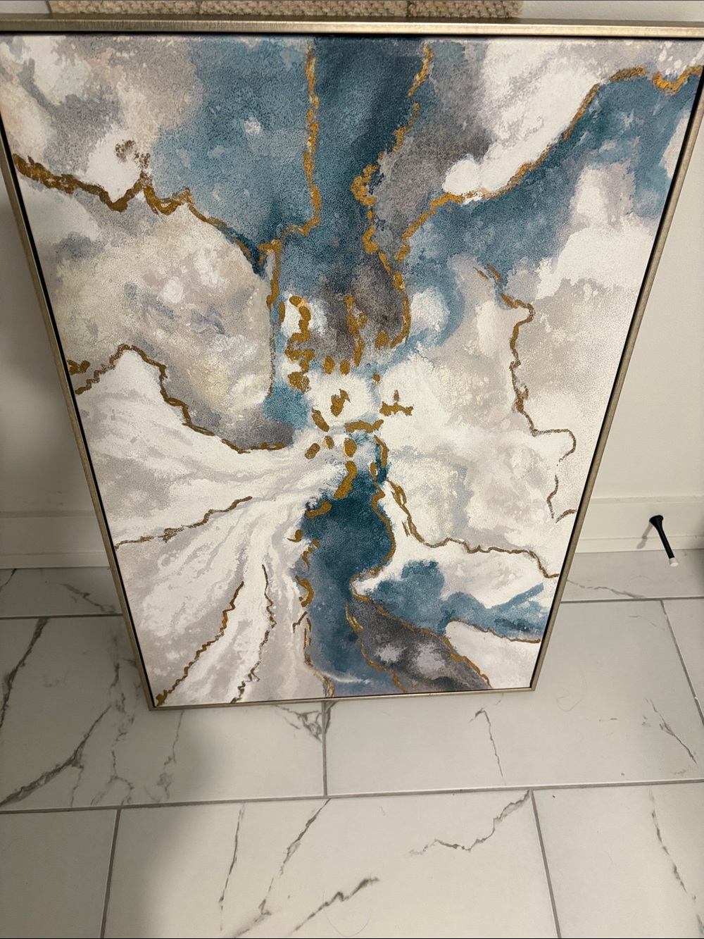 Abstract Blue and Gold Marble Wall Art